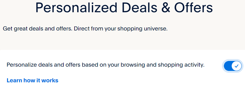 PayPal Personalized Deals & Offers